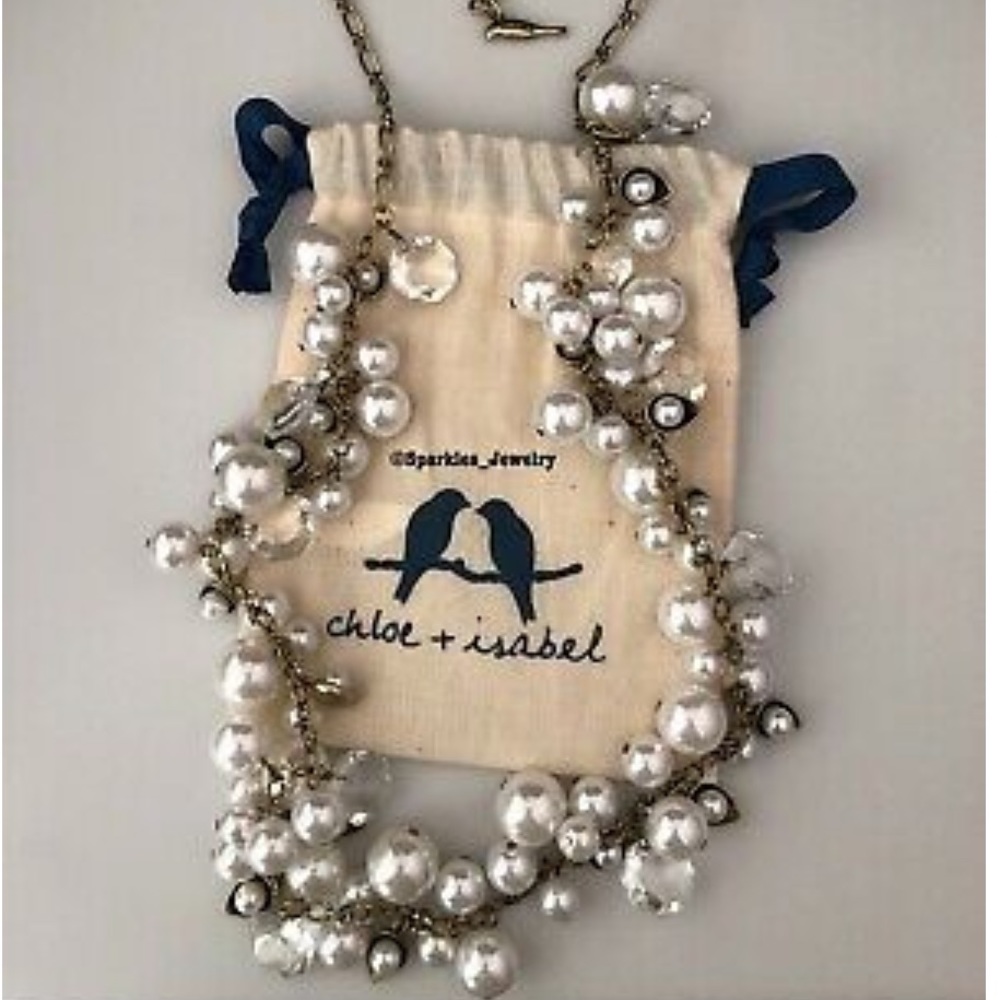 NWT Chloe + Isabel Pearl & Crystal Drops Necklace